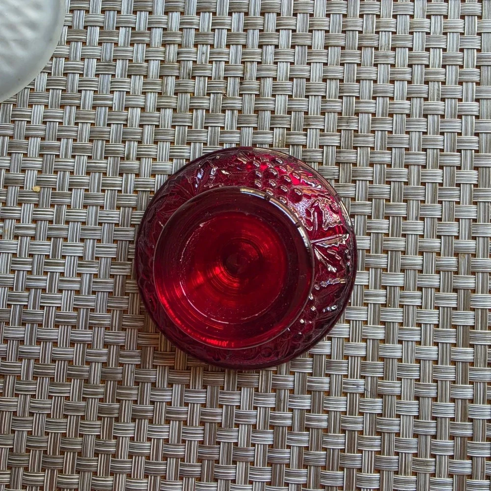 Vintage Imperial Glass Ruby Red Grape Vine Candlestick Candle Holder Decor